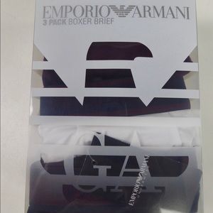 Emporio Armani 3 Pr Boxer Briefs Underwear Cotton Stretch Armani Logo NWT NIB